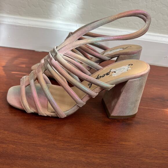 Free People Colette Cinched Iridescent Rainbow Heeled Sandals Womens Sz 36.5 EU - Picture 1 of 11